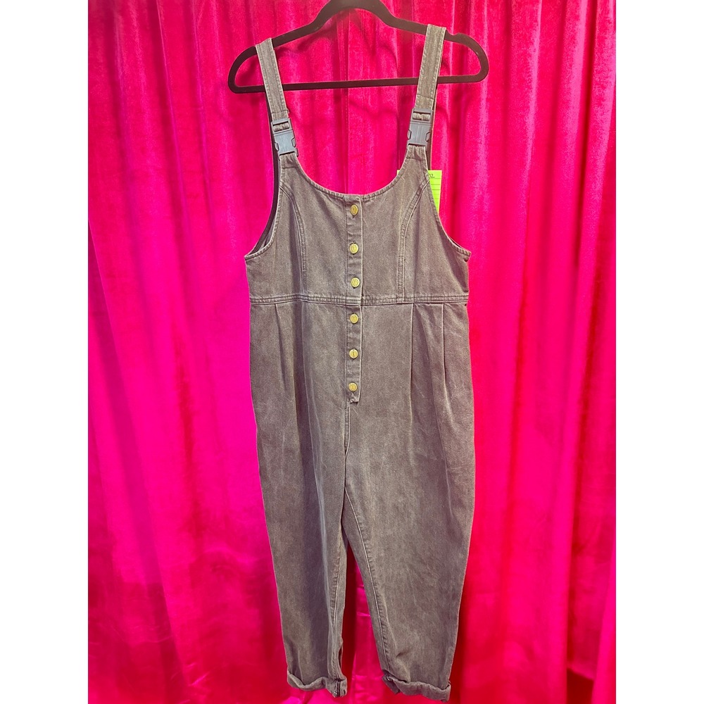 Reclaimed Vintage Overalls Womens Size 8 Grey Excellent Denim Button Front Bib